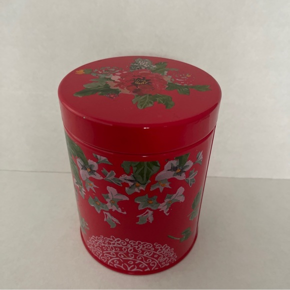 Original Pioneer Woman RED Tin Floral Canister Metal - Picture 4 of 10